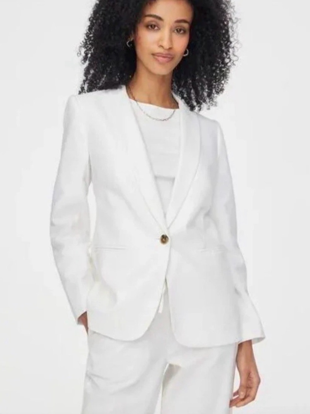 J. Crew White Single-Button Blazer